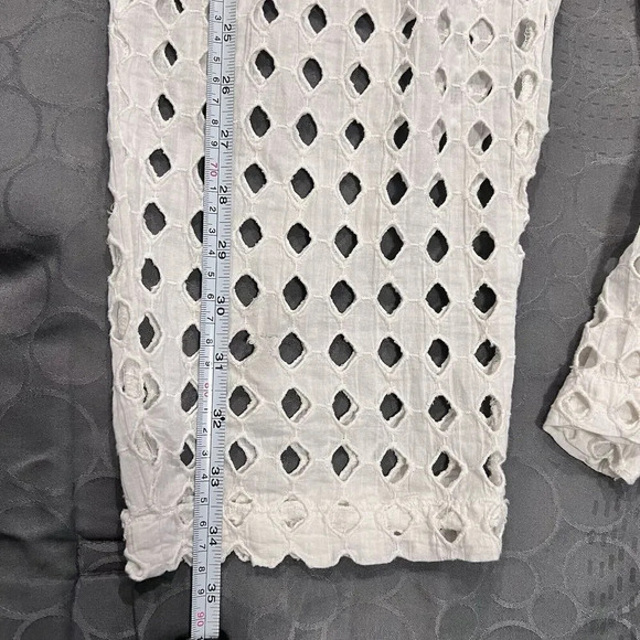 Free People Geo Eyelet Cotton Cover Up Pants Elastic Waist Size XS Vacation - Picture 10 of 11